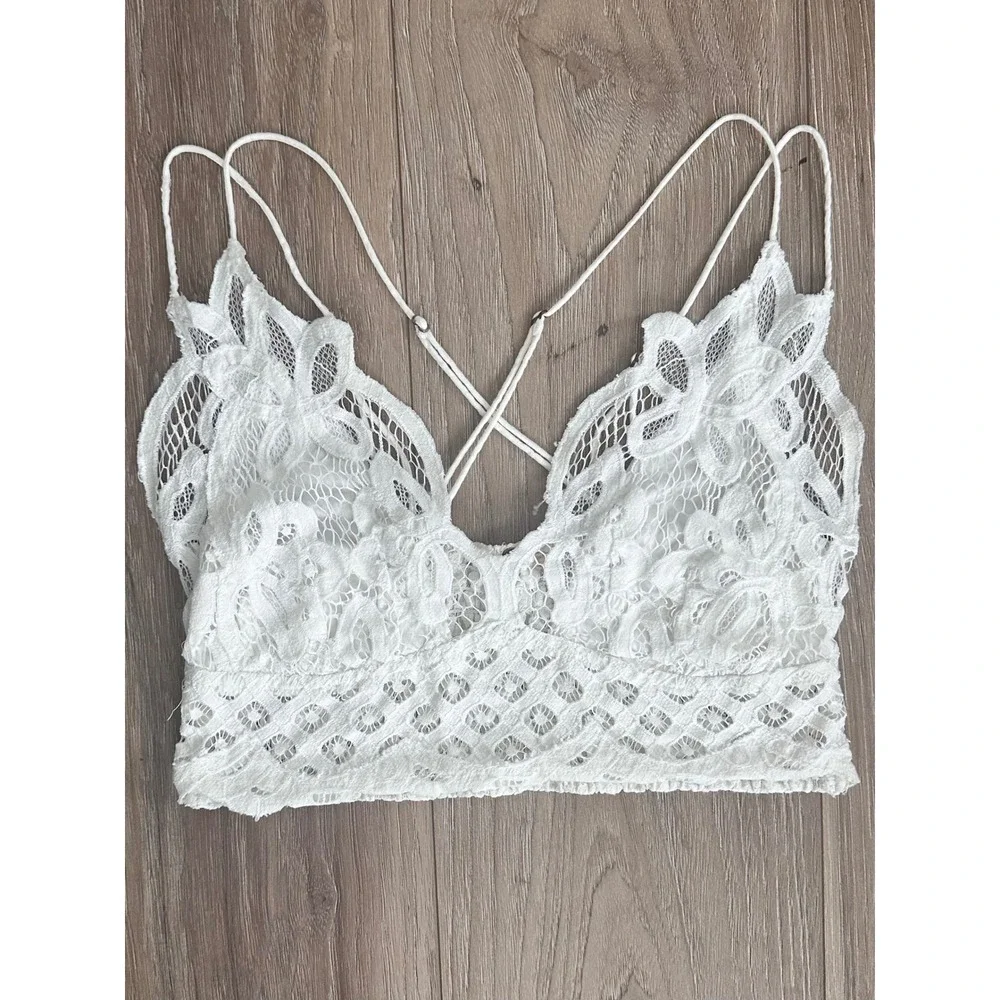 Free People FP One Adella Floral Lace Bralette Boho Large Fairy Whimsical Beach